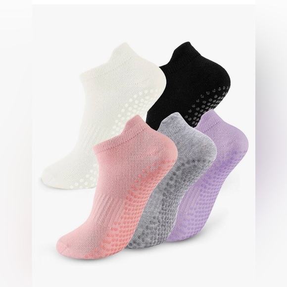 Accessories - Non-Slip Ankle Socks - 6-Pack (White, Black, Pink, Gray, Lavender)